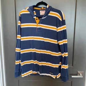 Brooks Brothers Yellow/Blue Striped Rugby Hoodie